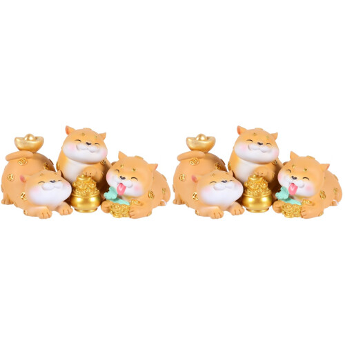 6Pièces Figurines Dorées À Tête Mobile Pour Décor Auto Et Bureau