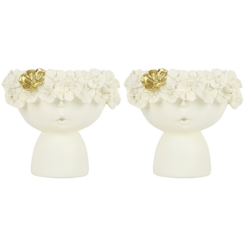2Pièces Pots Résine Beige Style Moderne Pour Décoration 1