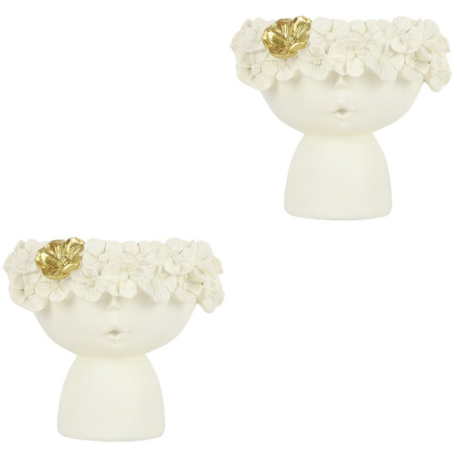 2Pièces Pots Résine Beige Style Moderne Pour Décoration 2