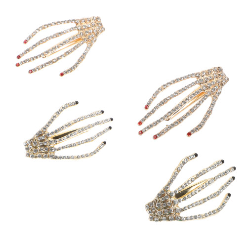 4Stk Halloween Duckbill Clips Mit Skelett Und Funkelnden