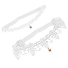 2St Witte Leg Belt Met Kant En Steentjes