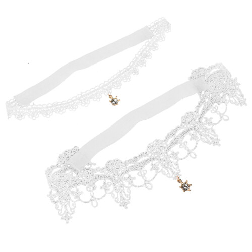 2St Witte Leg Belt Met Kant En Steentjes
