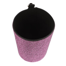 1Pack Auto Prullenbak Roze Strass Pu Voor Gemakkelijke Reiniging