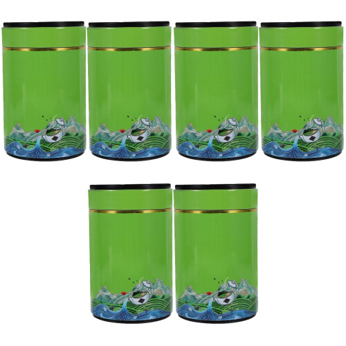 6St Groene Tinplate Theebussen Met Voor Thee En Snacks