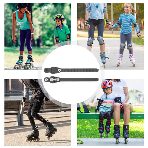 2St Draagbare Zwarte PVC Buckle Straps Roller Skates Accessoires 2