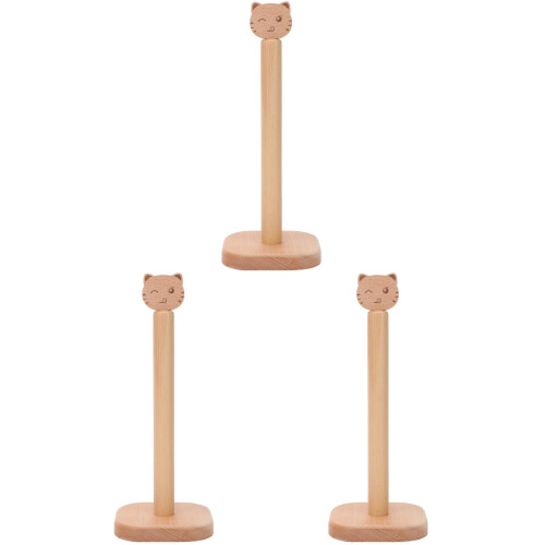 3Pièces Présentoir Papier Vertical En Bois Beige Style Chat Élégant 2