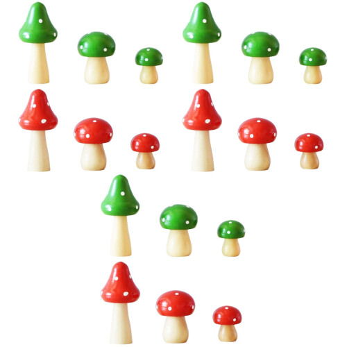 18Pièces Décorations Champignons Miniatures Bois Usage DIY Jardin 2