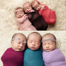 Beige Katoenen Rekbare Baby Wrap Voor Nieuwgeboren Fotoshoot