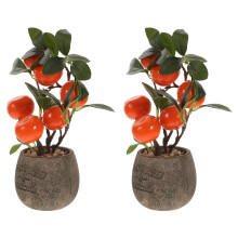 2 Stuks Desktop Valse Potted Plant Kunstfruitboom Bureau Decor
