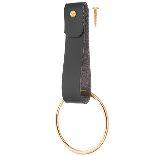 2Pièces Anneaux Porte-Serviettes Mural En PU Noir Robuste