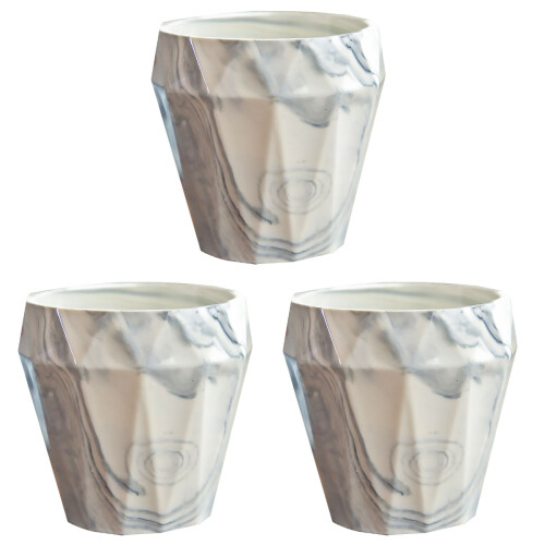 3Pièces Cache-Pots En Céramique Marbrée, Décoration Intérieure