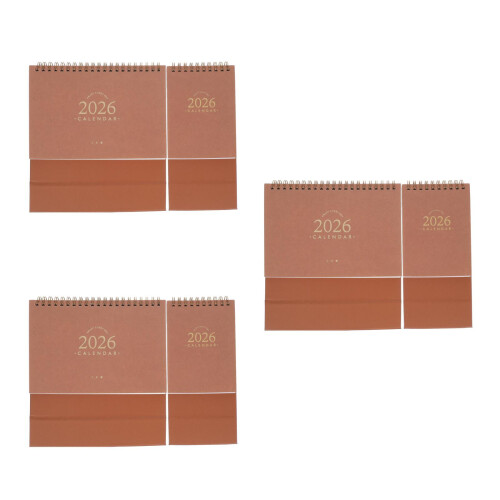 6Pièces Calendrier De 2026 Retro Khaki Stand Up Pour 1