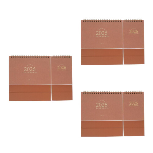 6Pièces Calendrier De 2026 Retro Khaki Stand Up Pour 2