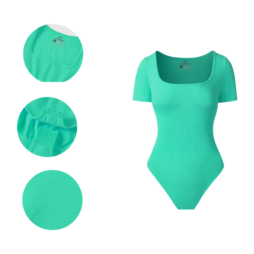 Damen-Body Formend Kurzarm Basic Training Mintgrün S — formende body damen, grüne trainingsbody, basic body damen 1