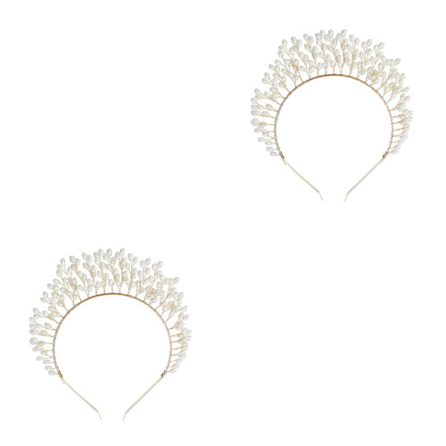 2Pièces Couronne Perruque Perles Artificielles Accessoire 1