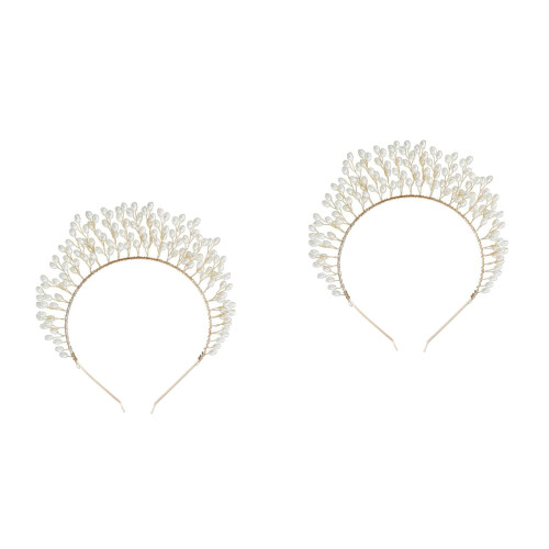 2Pièces Couronne Perruque Perles Artificielles Accessoire 2