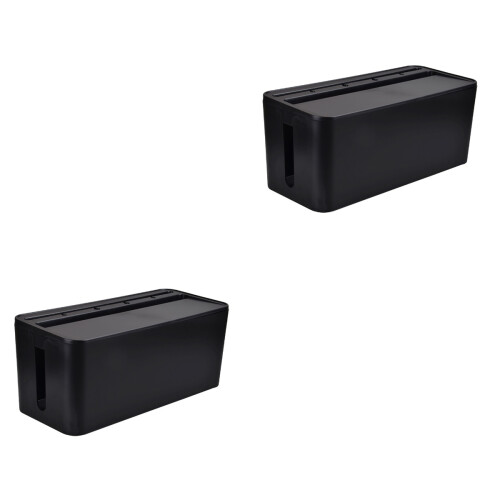 2Pièces Boîte Rangement Noir Plastique Rigide Pour Câbles Et 2