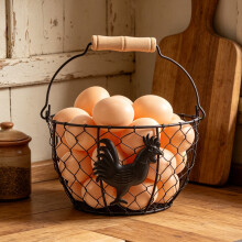 2St Rond Eiermand Keuken Opbergmand Farmhouse Stijl Grijs