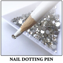 12St Dotting Pen Wit Hout Manicure Tool Voor Steentjes Plaatsen