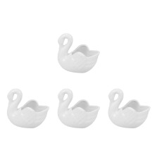 4Pièces Petits Pots Blancs Céramique Cygne Pour Jardin