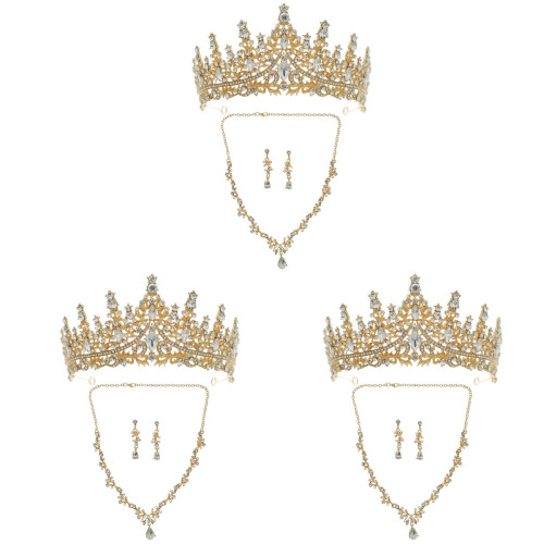 3Ensembles Parures Dorées Boucles Pendantes 1