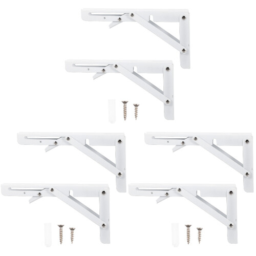 6Pièces Équerres L Pliantes Blanches Support Mural Résistant 1