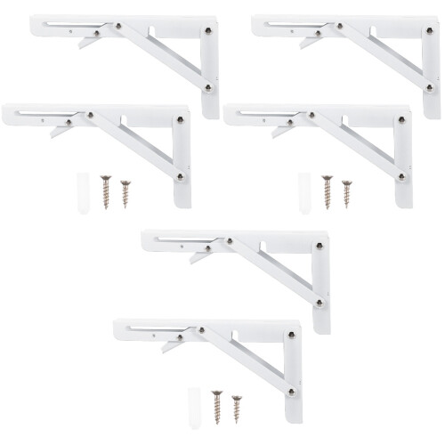 6Pièces Équerres L Pliantes Blanches Support Mural Résistant 2