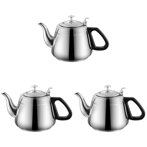3Pièces Bouilloire Cuisine Maison Acier Argentée 1