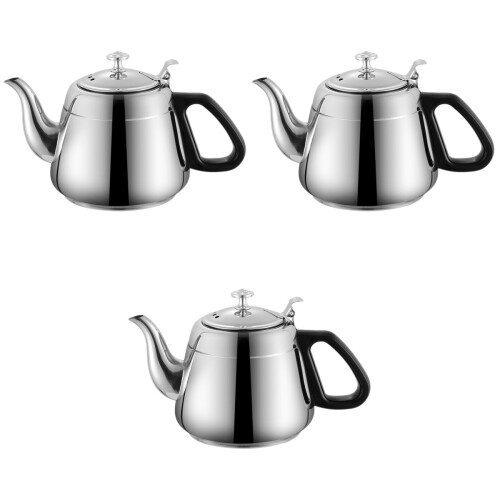 3Pièces Bouilloire Cuisine Maison Acier Argentée 2
