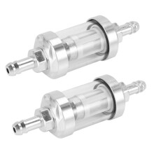2 Szt. Uniwersalny Chromowany Filtr Liniowy Paliwa Benzyna Naftowa Silnik 5/16 Cala 8mm Srebrny do Motocykli
