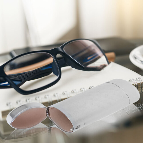 3Pièces Étuis Rigides Argentés Résistants Pour Lunettes À 2