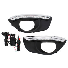 12V Led Car Drl Daytime Running Lights Accessories With Fog Lamp Hole For Santa Fe 2010 2011 2012