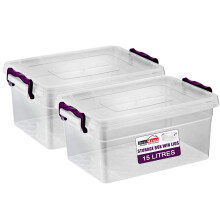 Best House 2 PCS Clear Plastic Storage Box with Lids, Storage Containers Use for Home, office, Kitchen, Toys and Goods (15 Litres)