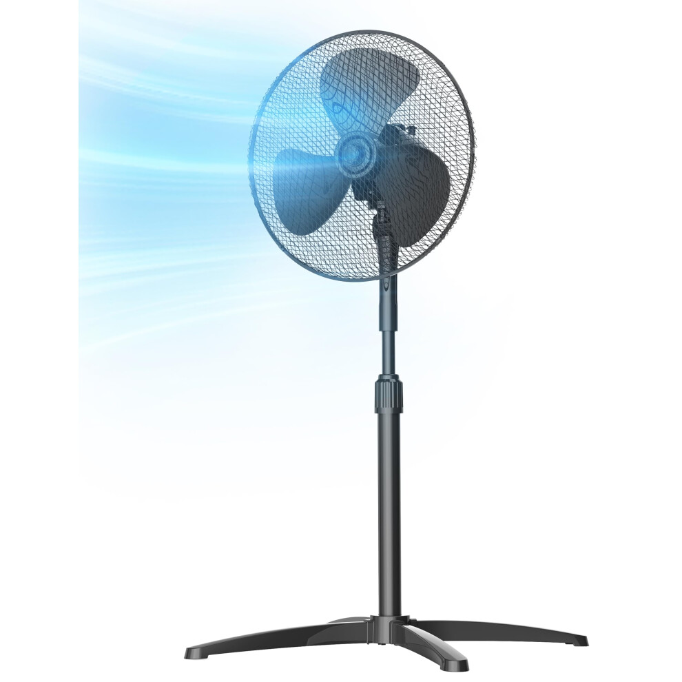 Midea Mpf25mbuk 40W Pedestal Fan, 3 Speed Settings, 90 Oscillation, Adjustable Height Stand Fan, Powerful Airflow And Quiet Operation, Ideal For Hom