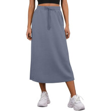 Jupe cargo droite pour femme avec taille élastique poches bleue L — jupe style urbain, jupe poches latérales
