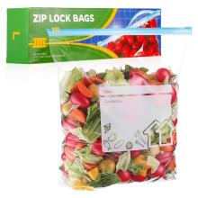 Hemiks 25 Pcs Food Storage Freezer Bags, Reusable Zip Lock Bags (4.55L) Large Ziplock Bag Heavy Duty Food Bags with Expandable Bottom, Zip Seal Freez