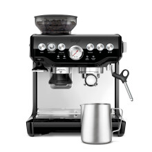 Sage Barista Express, Manual Tamping, Standard Milk Jug, Bean to Cup Coffee Machine with Grinder, Manual Milk Frother, Black Gloss