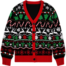 Damen-Cardigan Weihnachtspullover Mit Knöpfen Gehäkelt Gemustert Schwarz M — damenkardigan weihnachtlich, strickjacke cardigan knöpfe
