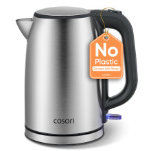 Cosori Kettle, Plastic-Free Water Contact, Kettles Electric Brushed Stainless Steel Durable Filter, 3000W Fast Boil Automatic Shut Off & Boil-Dry Pro