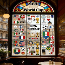 2026 World Cup Window Decorations - 9 Sheets/69Pcs Double-Sided Window Clings, Reusable Stickers for Car Windows, Home, Office, Bar, Easy to Apply &