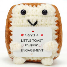 Aruigu Funny Engagement Gifts for Couples, Handmade Emotional Support Crochet Toast Engaged Decoration, Engagement Congratulations Present for Collea