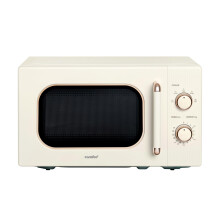 COMFEE' 20L 700W Cream Compact Microwave Oven – 5 Power Levels, Defrost Function, Manual Control & Safety Lock, Ideal for Small Home & Kitchen, CMO-