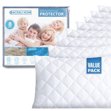 ACRALI HOME White Pillow Protectors 8 Pack–50x75 cm Quilted Zipped Pillow Cases for Firm Protection–Hypoallergenic, Soft and Breathable Luxurious
