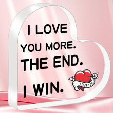 Gifts for Girlfriend Boyfriend, Romantic Love Gift - Heart Acrylic Plaque “I Love You More” Gift, Anniversary Wedding Valentine’s Christmas Birt