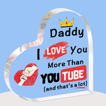 JETTOP Father's Day Gift for Daddy Funny Daddy Gifts Daddy Birthday Gifts Christmas Heart Acrylic Plaque Dad Gift Daddy, I Love You More Than YouTube