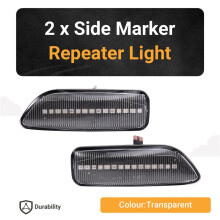 2 Peças de Luz de Seta Lateral Dinâmica LED de Fluxo Contínuo para S80 XC90 XC70 V70 S60 2001-2009 Transparente