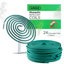 Anbar Mosquito & Insect Repellent Citronella Incense Coils for Outdoor Living - Handmade Natural Coils for Patios, Camping, Backyards & Gardens. Long