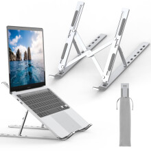 GRIFEMA Laptop Stand for Desk, 7-Angle Adjustable Laptop Riser, Portable Foldable Aluminum Computer Stand with Carry Bag, Ventilated Ergonomic Laptop