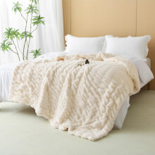 DREAMLANDING Faux Rabbit Fur Luxury Plush Sherpa Throw Blanket Reversible Fuzzy Warm Cozy Fluffy Fur Blanket for Bed Sofa Couch Home Decor (Beige, 15