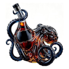 Kraken Rum Glass Octopus, 3D Kraken Rum Octopus Bottle, 350ml Borosilicate Glass Liquor Bottle Decanter, Nautical Marine Decor Sculpture, Home Bar Or